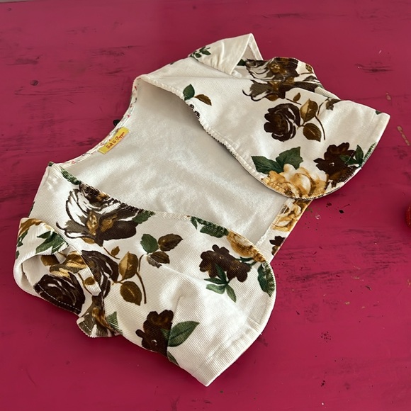 EUC Salt & Pepper S Corduroy topper autumn roses tulip sleeve shrug cap sleeve - Picture 14 of 14